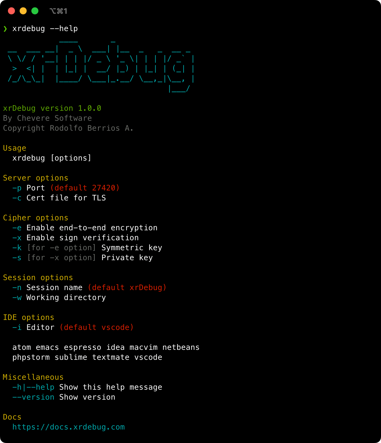 xrDebug cli