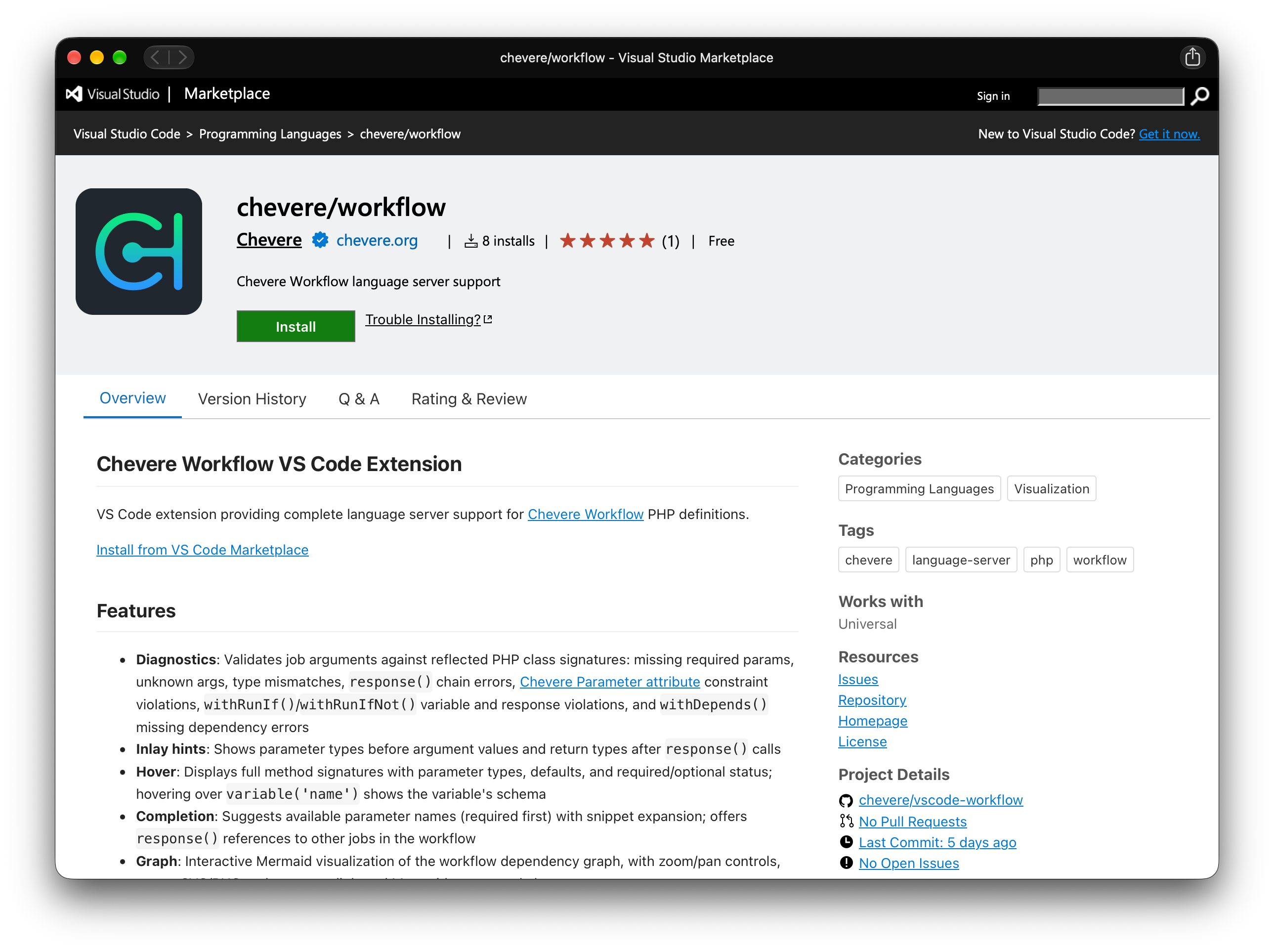 Workflow VS Code Marketplace